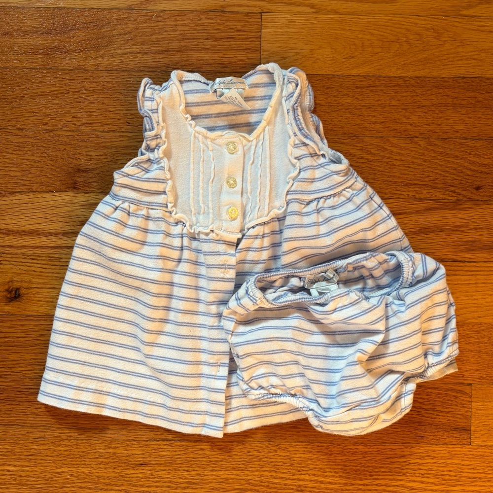 Ralph Lauren Striped Sleeveless Dress and Bloomers Set